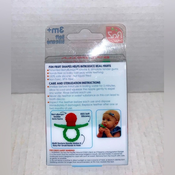 Raz-berry Teether, 3 Monthst, Green/Red, 1 Count - Picture 3 of 5